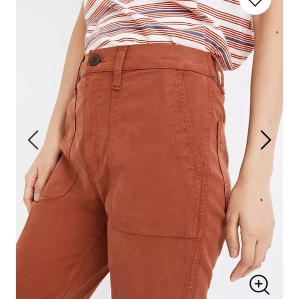 Madewell Stovepipe Fatigue Pants in Rust, Size 27